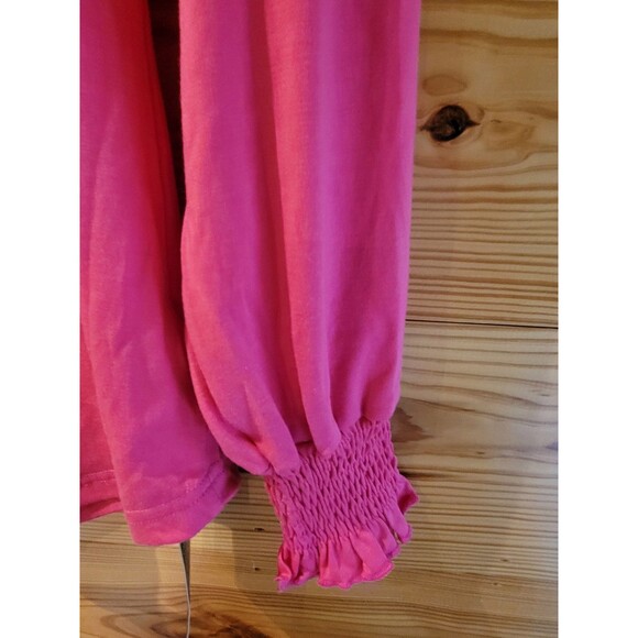 Romanstii Women's V-Neck Long Sleeve T-Shirt Style Top, Hot Pink, Small - Picture 8 of 12